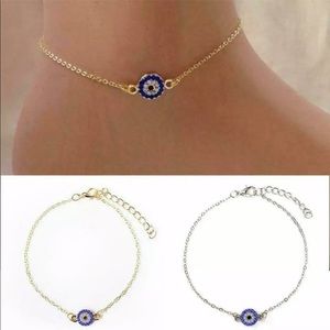 Silver Blue Evil Eye Anklet